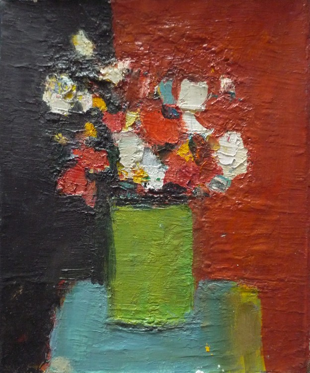 Bouqet de fleurs au vase vert