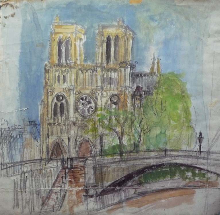 Vue de Paris - La cathdrale Notre-Dame