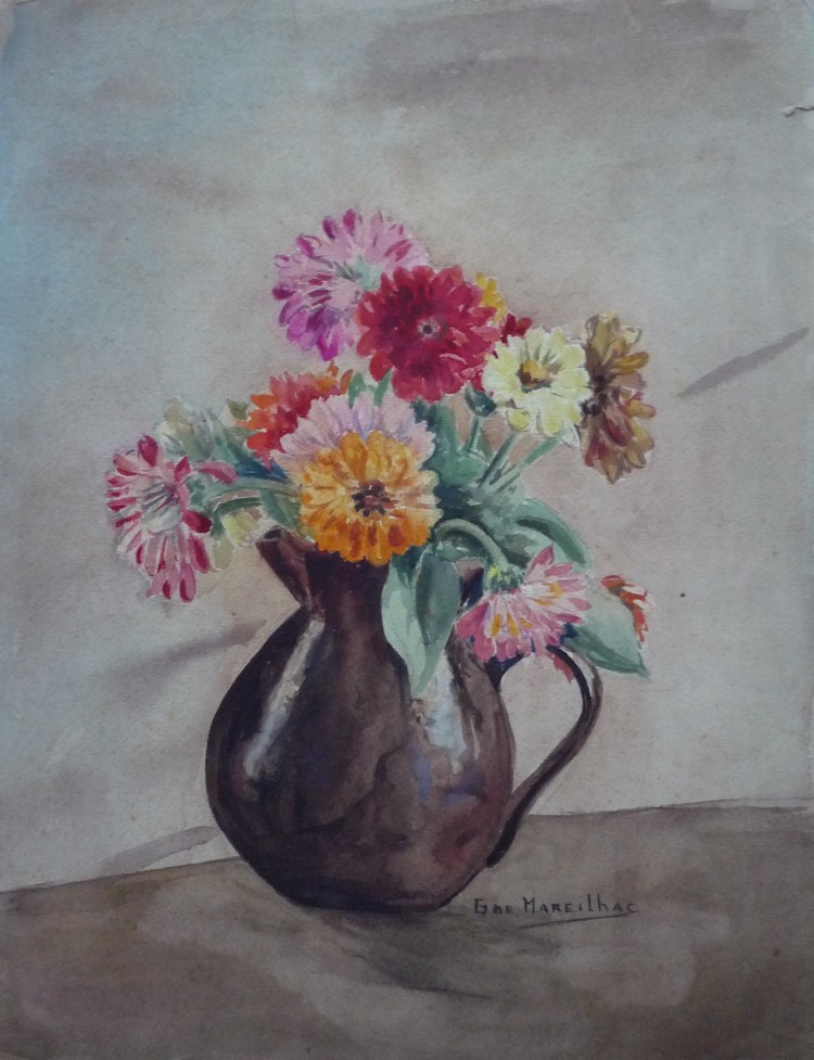 G. de MAREILHAC - Fleurs dans un vase