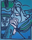 Elle jouant du didgeridoo