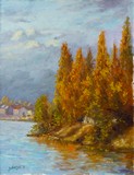 Arbres au bord de la rivi�re [La rive flamboyante]