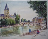 Vue de Paris, la Seine au pont Saint-Michel