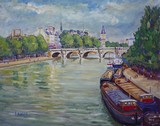 Vue de Paris, p�niches pr�s du Pont-Neuf
