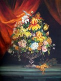 Bouquet de fleurs aux draperies