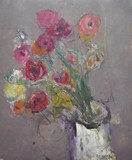 Bouquet de fleurs au vase blanc