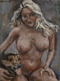 Femme nue au chien