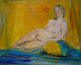 Nu allong� au coussin jaune